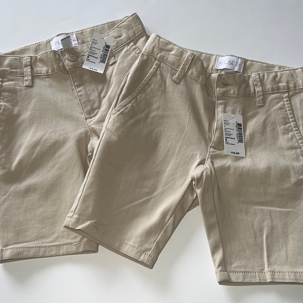 Back to School (5) NEW Uniform Shorts Bundle of 2 Adjustable Waist, Color Bisqui